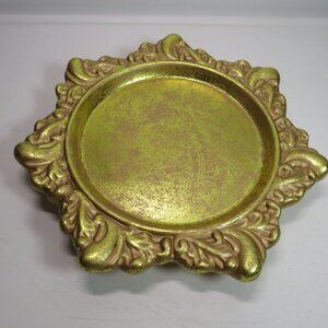 Bright Foil Gold Pillar Candle Holder / Charger Decorative Home Decor swirls